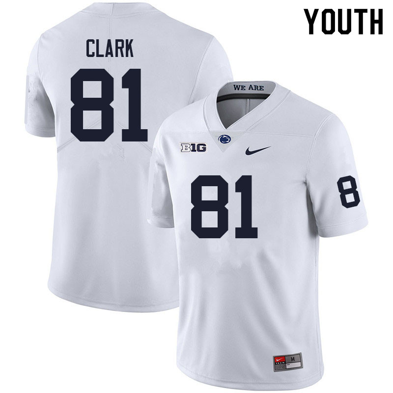 Youth #81 Evan Clark Penn State Nittany Lions College Football Jerseys Sale-White - Click Image to Close